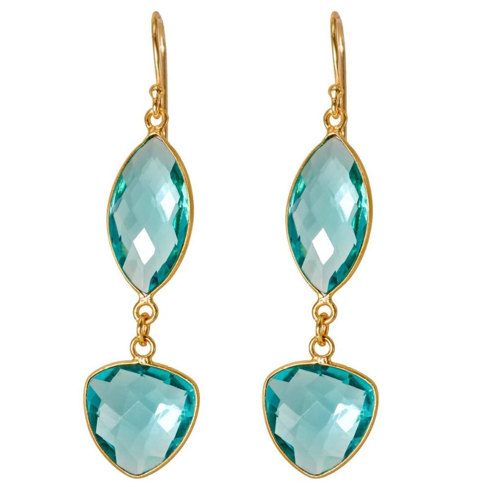 Blue Topaz Quartz Dangling Earrings for Women